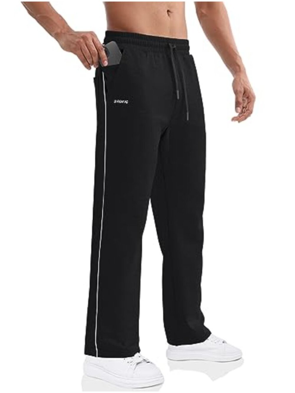 Men's Open Bottom Sweatpants Jogging Track Pants with Pockets